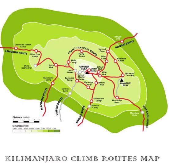 Mount Kilimanjaro Climbing Map | Seko Tours Adventures